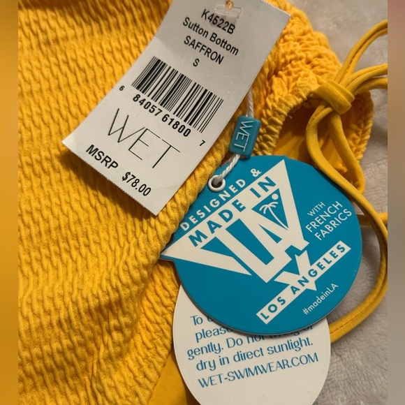 NWT WET SWIMWEAR Bright Yellow Bikini Bottom with Side Ties - Picture 8 of 9